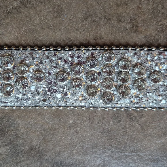 Silver Glitter Rhinestone Belt - Picture 6 of 12